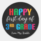 Kleurrijke schoolsticker met krijtbord voor groep ronde sticker (Voorkant)