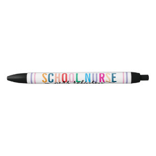 Kleurrijke schoolverpleegsterpen met aangepaste na zwarte inkt pen