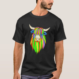 Kleurrijke Schotse Hooglanders Koe T-shirt