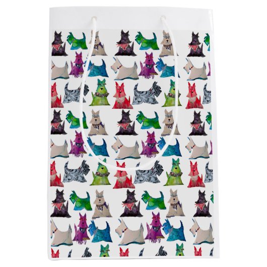 Kleurrijke Scotties Medium Cadeauzakje (Voorkant)