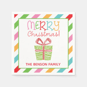 Kleurrijke Scribble Christmas Present Party servet