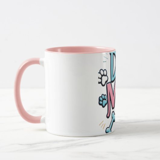 Kleurrijke Script Dog Mom Paws Moederdag Mok (Links)