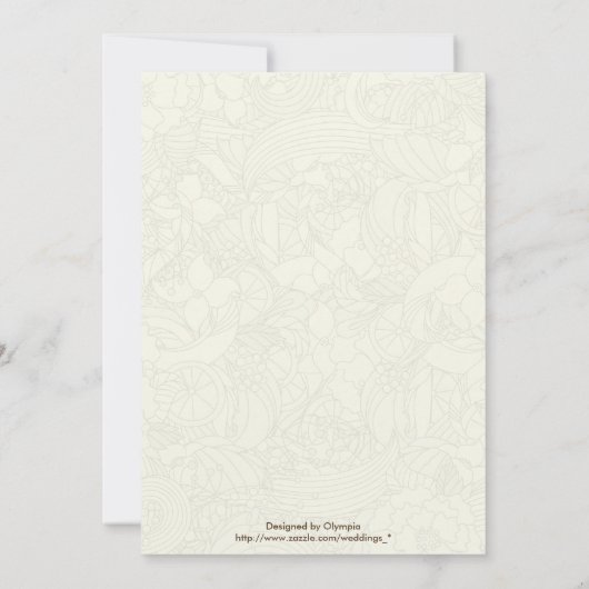 Kleurrijke scroll blad op ecru bruiloft uitnodigin kaart (Achterkant)