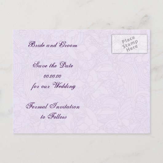 Kleurrijke scroll blad paarse bruiloft Save the Da Aankondigingskaart (Achterkant)