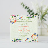 Kleurrijke scrollblad, bleke limoen huwelijksuitno kaart (Staand voorkant)