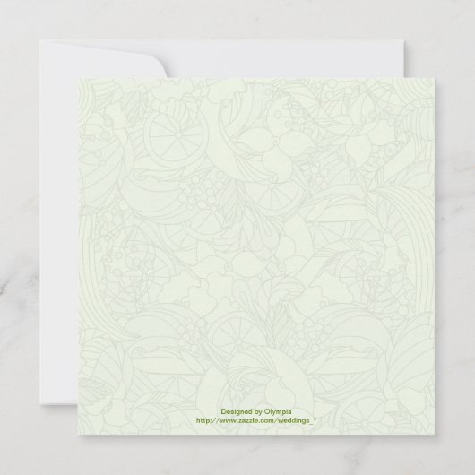 Kleurrijke scrollblad, bleke limoen huwelijksuitno kaart (Achterkant)