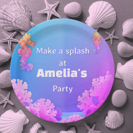 Kleurrijke Seahorse Party Papieren Bordje