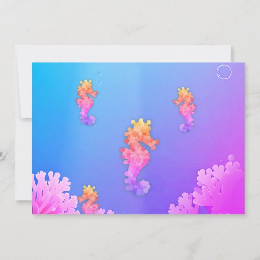 Kleurrijke Seahorse Party uitnodiging (Achterkant)