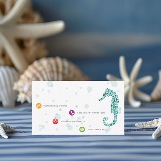Kleurrijke Seahorse Stippen Abstracte Illustratie  Visitekaartje