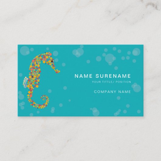 Kleurrijke Seahorse Stippen Abstracte Illustratie  Visitekaartje (Voorkant)