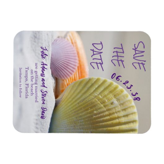 Kleurrijke Seashells Bruiloft Save the Date Magnet Magneet (Horizontaal)