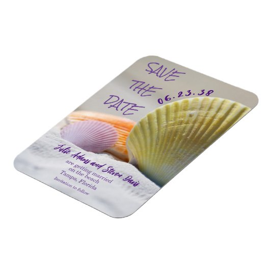 Kleurrijke Seashells Bruiloft Save the Date Magnet Magneet (Linkerzijde)