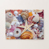 Kleurrijke Seashells op het strand puzzel (Horizontaal)