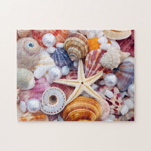 Kleurrijke Seashells op het strand puzzel Legpuzzel (Horizontaal)