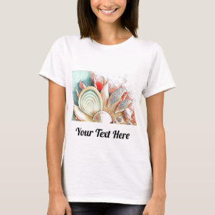 Kleurrijke Seashells op het strand waterverf schil T-shirt