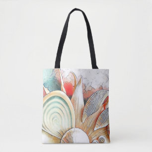 Kleurrijke Seashells op het strand waterverf schil Tote Bag