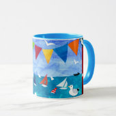 Kleurrijke 'Seaside' Coffee Mok (Voorkant rechts)