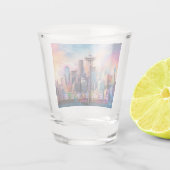 Kleurrijke Seattle Silhouet Abstracte Kunst Shot Glas (Achterkant)