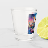 Kleurrijke Seattle Silhouet Abstracte Kunst Shot Glas (Links)