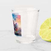 Kleurrijke Seattle Silhouet Abstracte Kunst Shot Glas (Rechts)