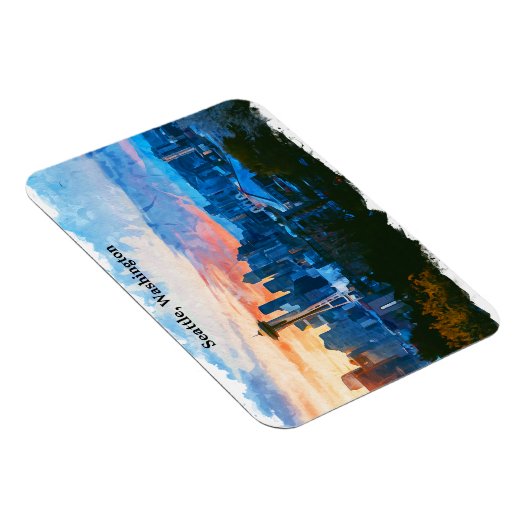 Kleurrijke Seattle Washington Skyline Magneet (Rechterzijde)