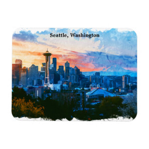 Kleurrijke Seattle Washington Skyline Magneet