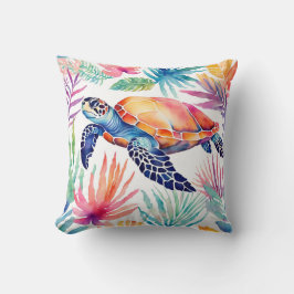 Kleurrijke Seaturtle Tropical Coastal Sealife Kussen