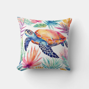 Kleurrijke Seaturtle Tropical Coastal Sealife Kussen