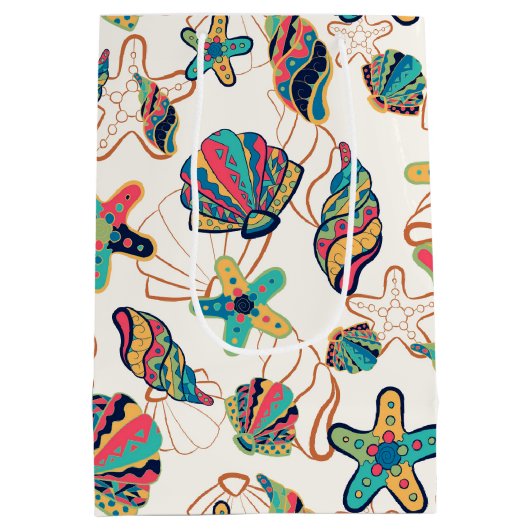 Kleurrijke seizoenshellen middelgrote cadeautas (Achterkant)