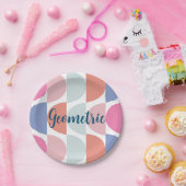 Kleurrijke Semi Circle Abstract geometrisch patroo Papieren Bordje (Feest)