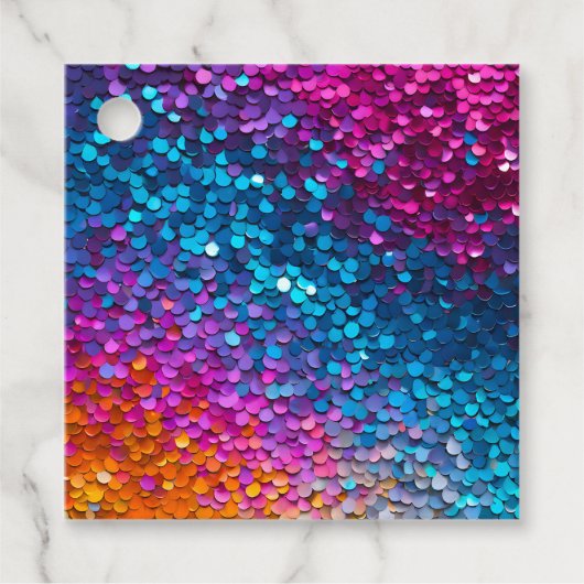 Kleurrijke Sequin Art Gift Labels (Voorkant)