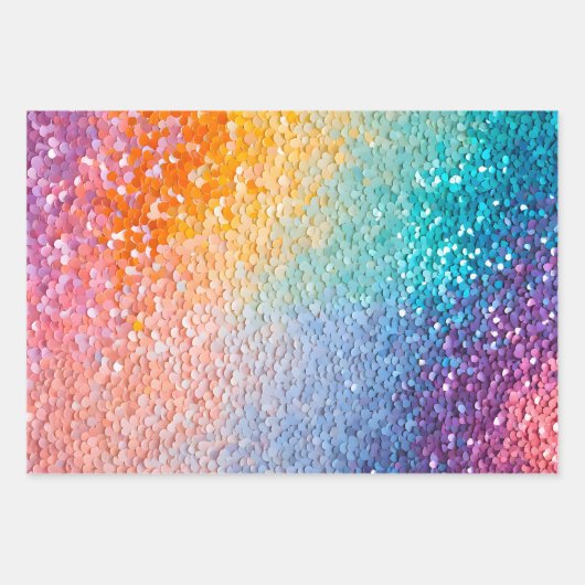 Kleurrijke Sequin Art Wrapping Paper Sheets (Voorkant 3)