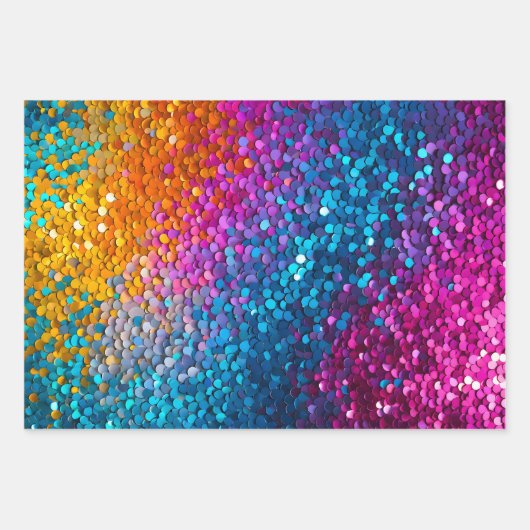 Kleurrijke Sequin Art Wrapping Paper Sheets (Voorkant 3)
