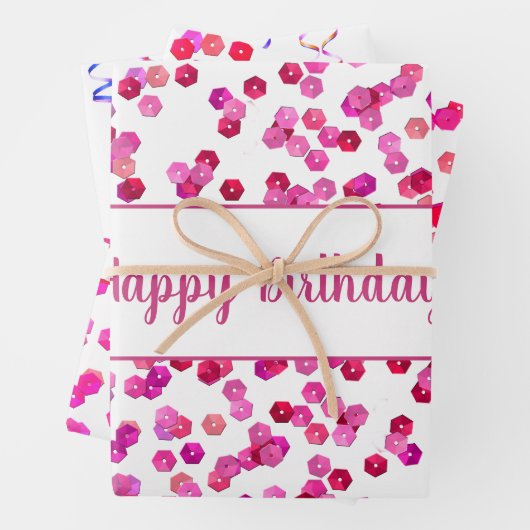 Kleurrijke Sequins en Streamers op maat Inpakpapier Vel (In situ)