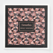 Kleurrijke servetten Roze goud glitters & Zwart (Voorkant)