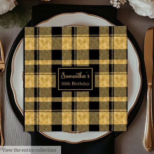 Kleurrijke servetten Zwart Goud Glitters Verjaarda