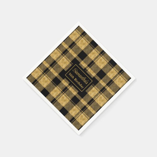 Kleurrijke servetten Zwart Gouden Glitter Verjaard (Hoek)