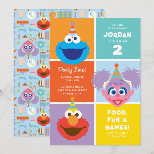 Kleurrijke Sesamstraatpersonages | Verjaardag Kaart (Voorkant / Achterkant)