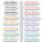 (Kleurrijke Set van 16) Elegante Script Name Stick Sticker (Voorkant)