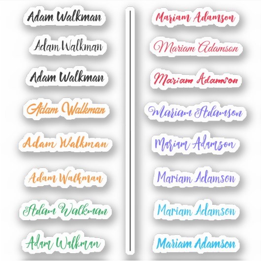 (Kleurrijke Set van 16) Elegante Script Name Stick Sticker (Voorkant)