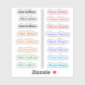(Kleurrijke Set van 16) Elegante Script Name Stick Sticker (Vel)