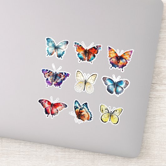Kleurrijke Set van 9 Vlinder Stickers (Detail)