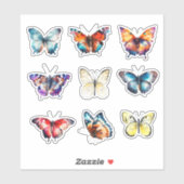 Kleurrijke Set van 9 Vlinder Stickers (Vel)