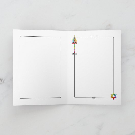 Kleurrijke Shabbat Shalom Menorah in Magen David Kaart (Binnen)