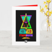 Kleurrijke Shabbat Shalom Menorah in Magen David Kaart (Gele Bloem)