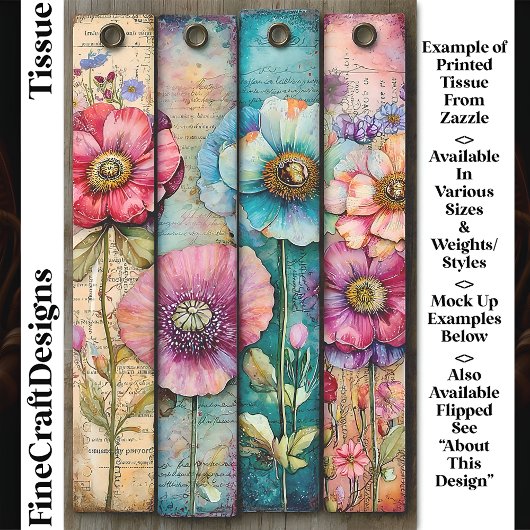 Kleurrijke Shabby Chic Poppies DL6L Decoupage Tissuepapier