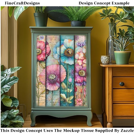 Kleurrijke Shabby Chic Poppies DL6L Decoupage Tissuepapier