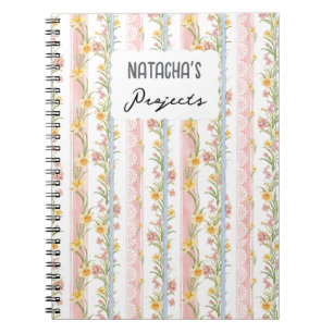 Kleurrijke Shabby Chic stijl kant en bloemen Roze Notitieboek