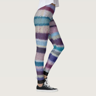 Kleurrijke shabby chique hand gebreide vet strepen leggings