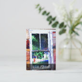 Kleurrijke Shabby House Window "We've Moved" Kaart Visitekaartje (Staand voorkant)